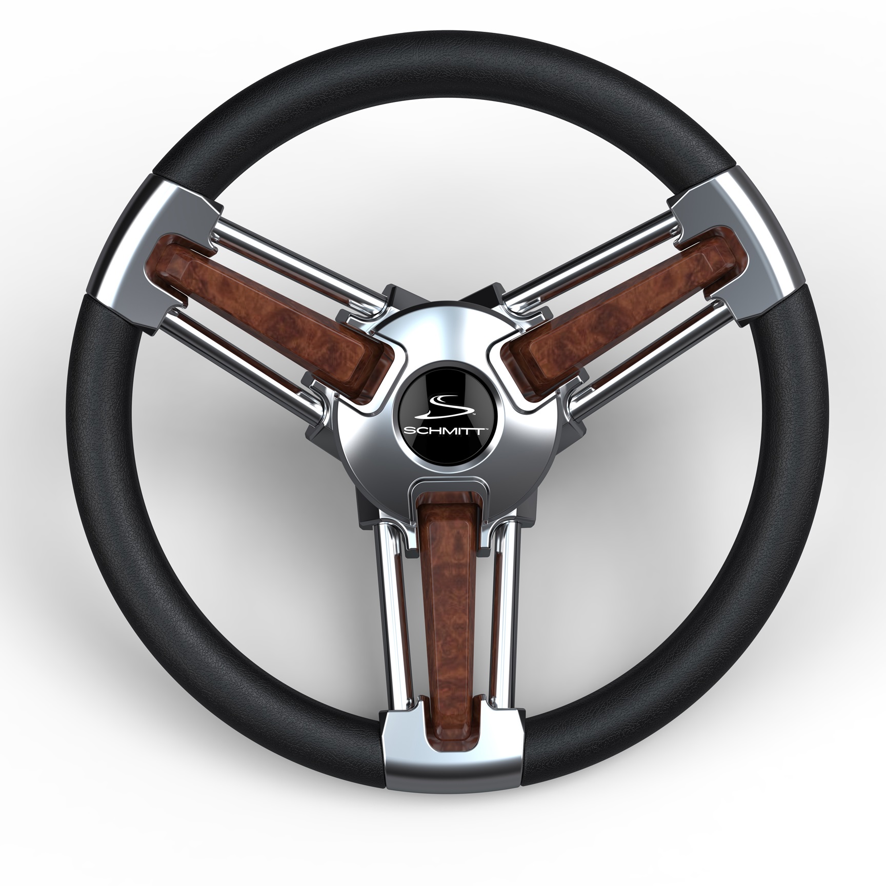 Marine Steering Wheel Burl Wood PU Cover Aluminum Spoke Pontoon Power Boat 13.5" 